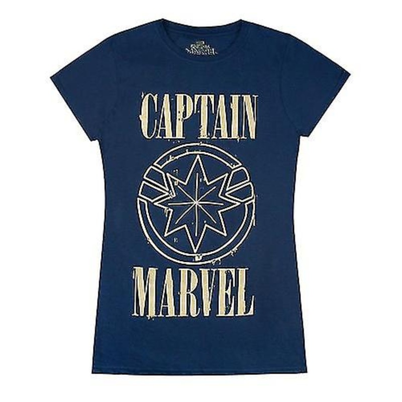 Captain Marvel Womens/Ladies Print And Shield T-Shirt