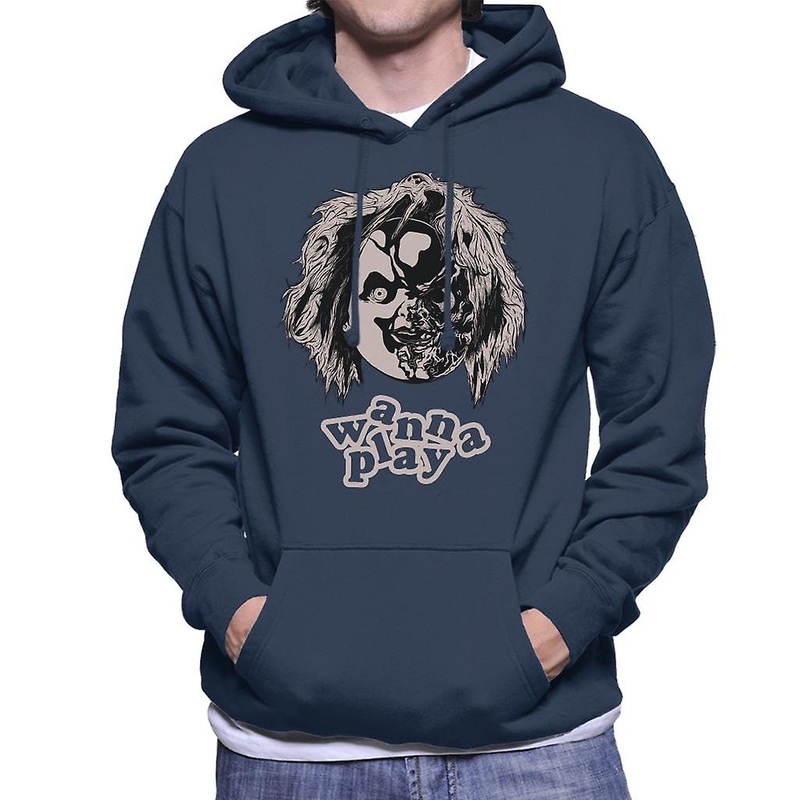 Chucky Half Face Wanna Play Men’s Hooded Sweatshirt