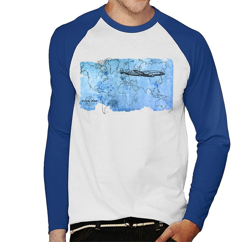 Pan Am World Map Men’s Baseball Long Sleeved T-Shirt