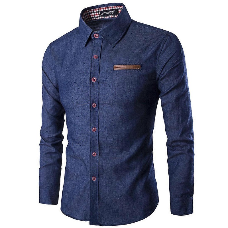 Shirts for Men Casual Lapel Neck Long Sleeve Slim Fit Cotton Fall Button-Up Shirt in Various Sizes and Colors