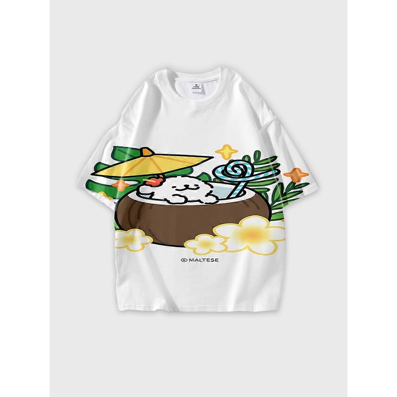 T-shirt round neck Cartoon Pattern loose short sleeve D3435