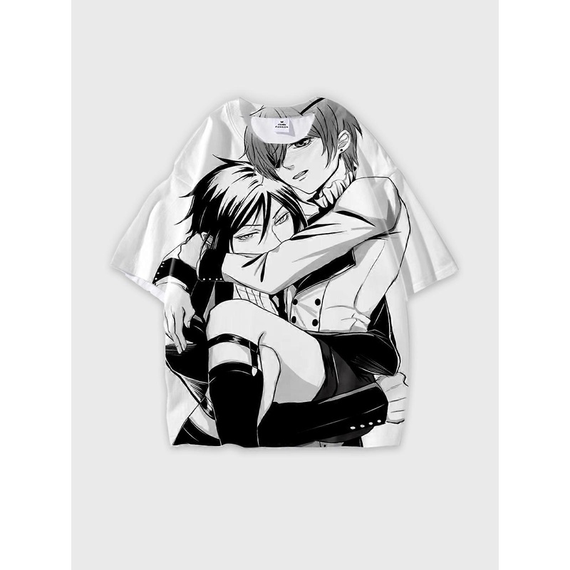 T-Shirt Round Neck, Loose Short Sleeve Black Butler Graphic Tee, Unisex Summer Casual Top U875