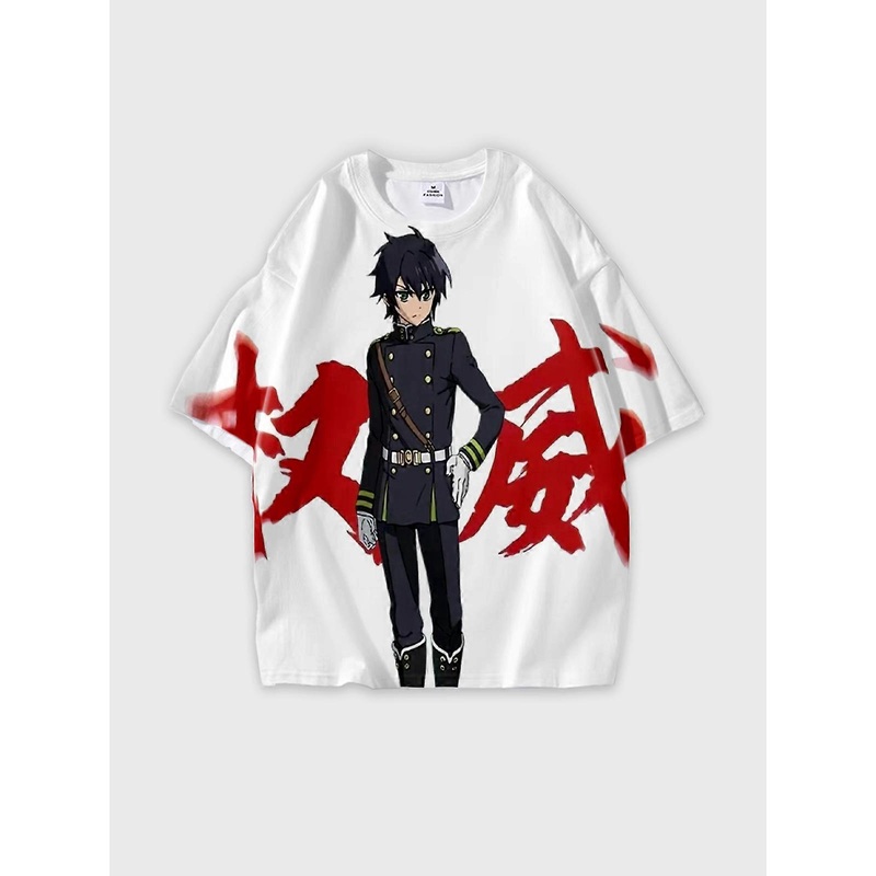 T-Shirt Round Neck, Loose Short Sleeve Seraph of the end Yuichiro Hyakuya Graphic Tee, Unisex Summer Casual Top U3148