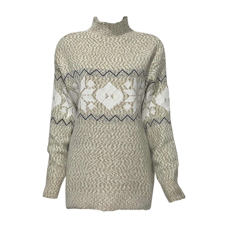 Women’s Knitted Jumper Long Sleeve Turtleneck Plus Size Oversized Khaki Pullover Retro Autumn Winter Sweater XL