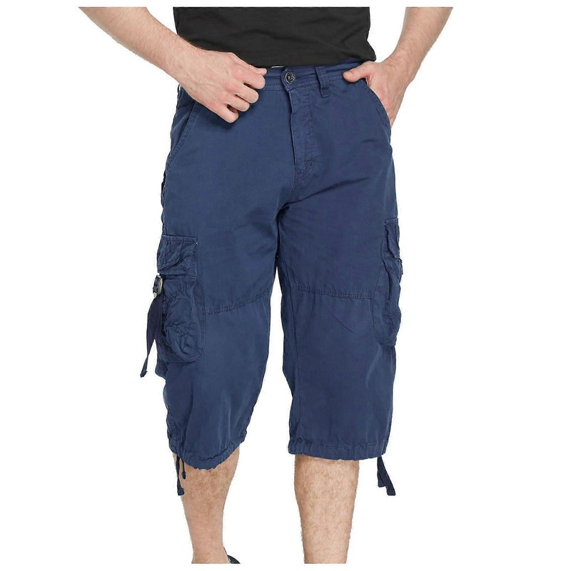 Cargo Leisure Trousers Short Men’s 3/4 Vintage Pirate Style Jogging Bottoms Dark Blue Size 38 Summer Outdoor Sports