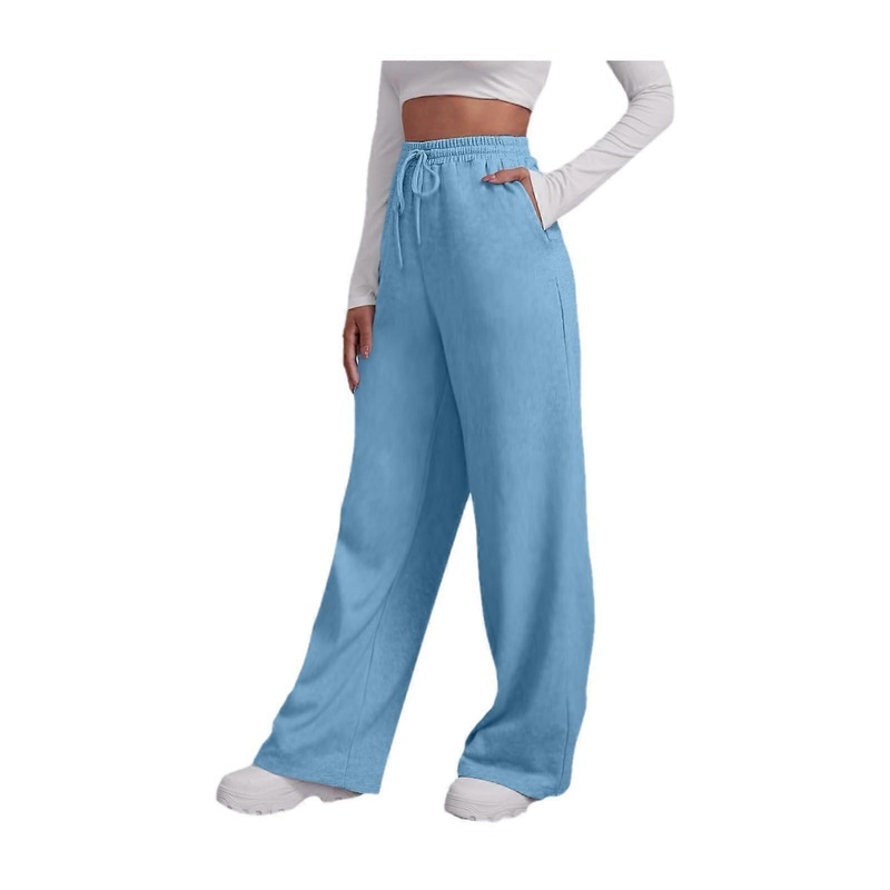 Women’s Jogging Bottoms With Fleece Lining,  Waist, Wide Leg, Pockets  Light Blue XXL, Yoga Pants