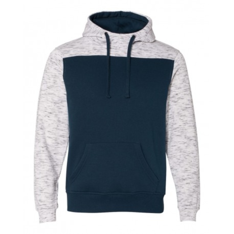 J. America 8676 Melange Fleece Colorblocked Hooded Sweatshirt | J. America 8676