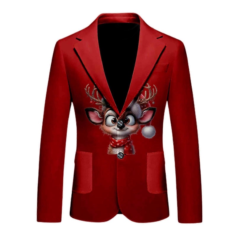 Weihnachten Sakko Herren Anzugjacke 3D Schneeflocken Anzugjacke fr Mnner, Langarm Kostm fr Festival und Freizeitkleidung