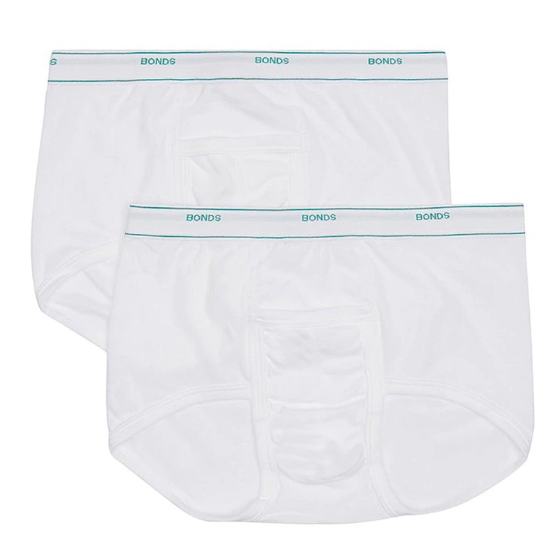 2 Pack Bonds Extra Support Brief Mens Boxer White Undies Underwear M810