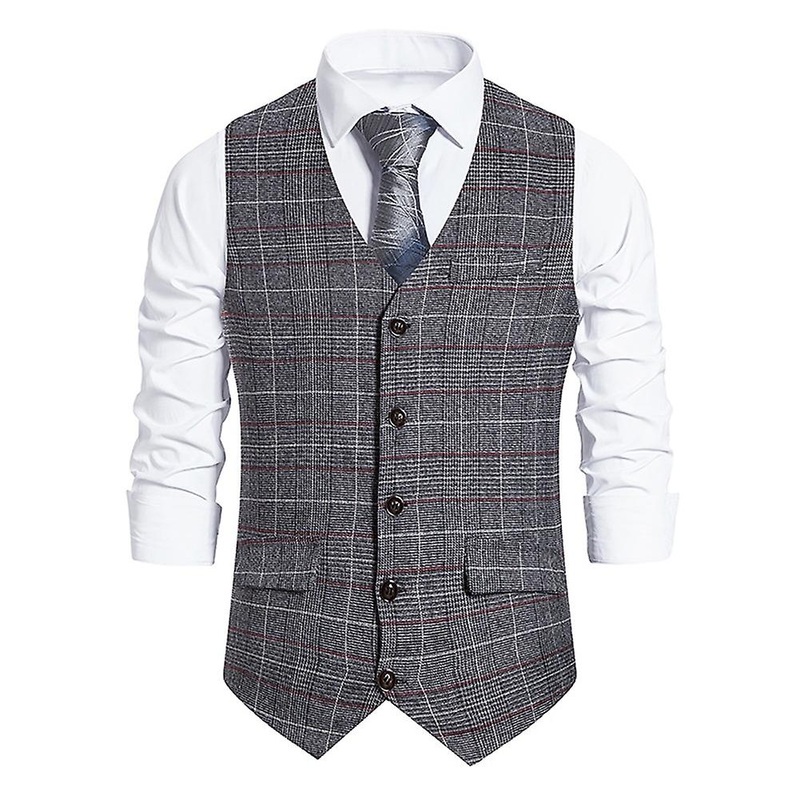 Cloudstyle Men’s Retro Plaid Suit Vest