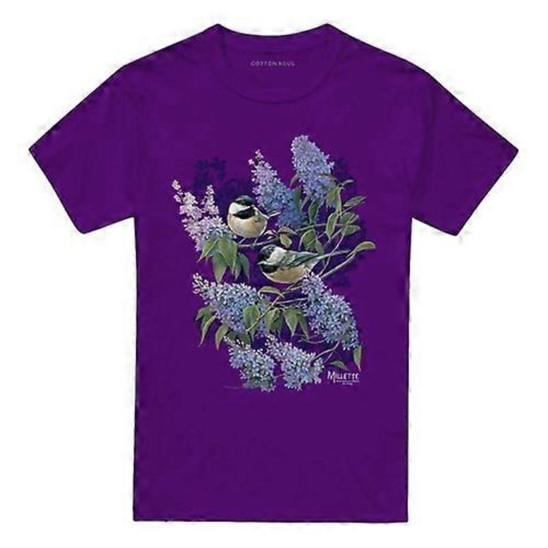 Wild Wings Unisex Adult Chickadees & Lilacs T-Shirt