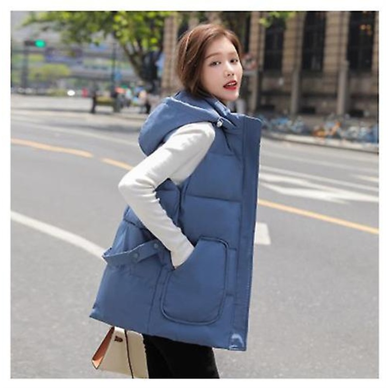 Women’s Sleeveless Jacket 2022 Autumn/winter New Arrival Fashion Stand Collar Down Coat Ladies Loose Strap Removable Hooded Padded Vest