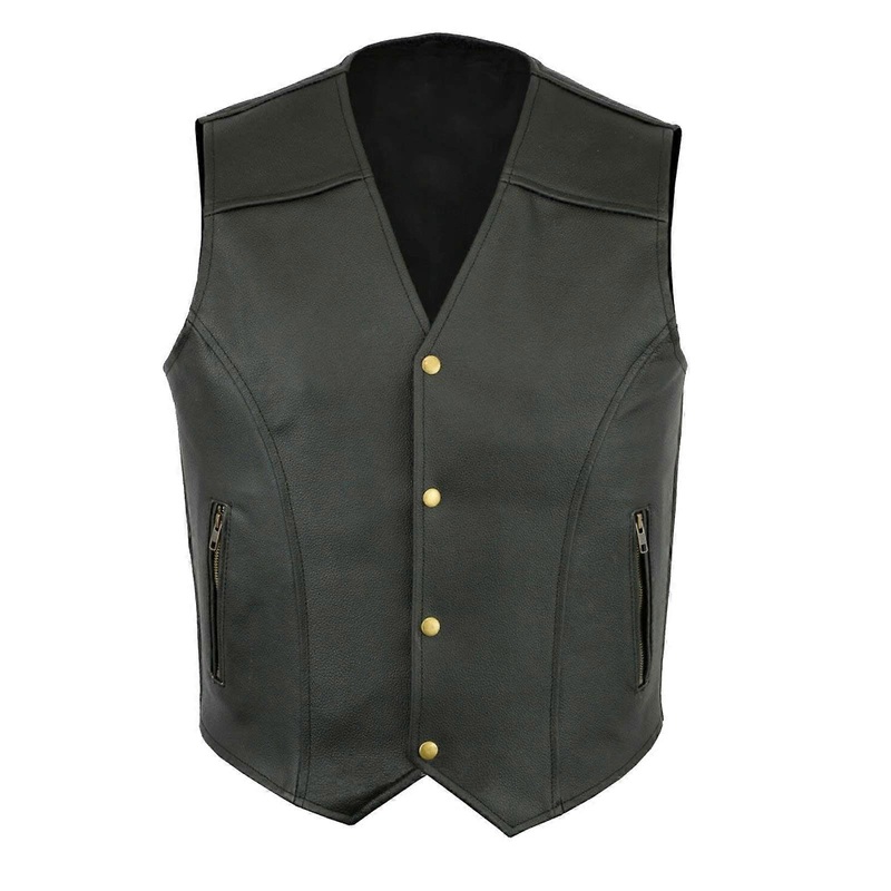 Black XL Leather Cowl Vest