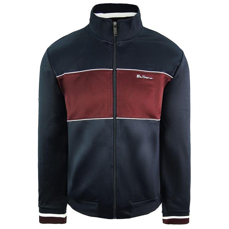 Ben Sherman Long Sleeve Zip Up Navy Blue Mens Panelled Track Jacket 0065218 NAVY