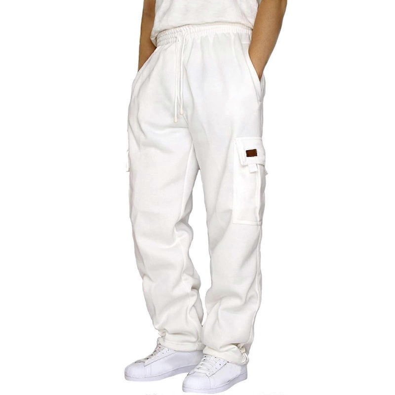 Hose Herren Baumwolle Elastische Taille Jogging Hosen Weites Bein Sporthose Mit Taschen Atmungsaktive Sweathose Gre M-XXL