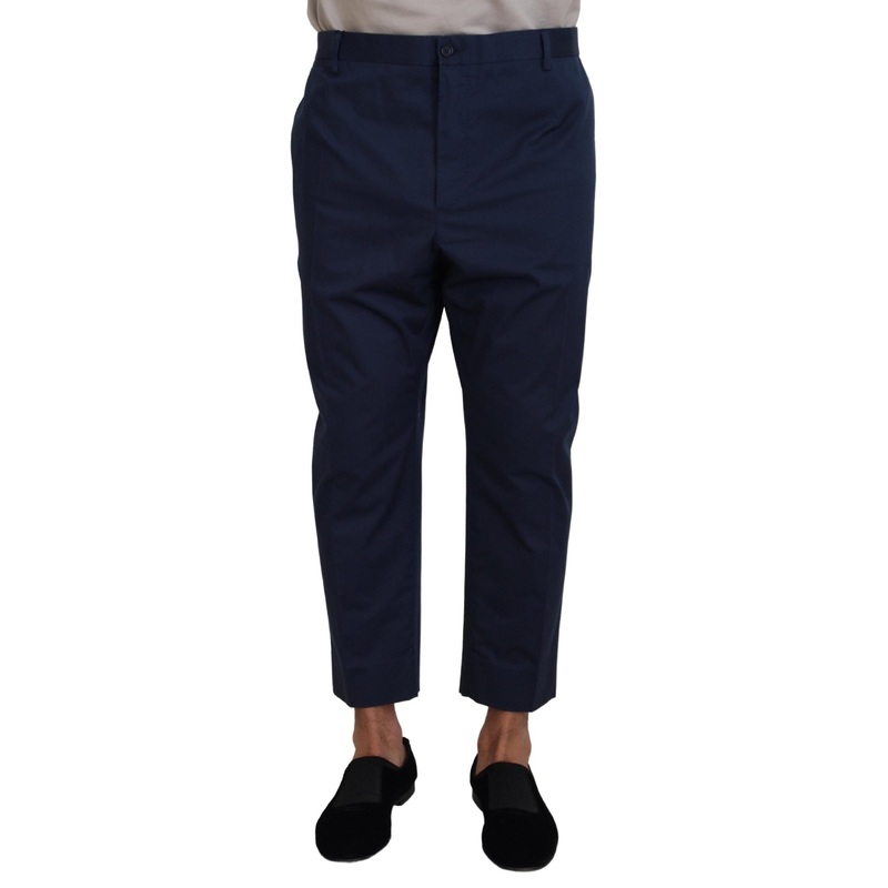 Dolce & Gabbana Blue Cotton Men Cropped Pants