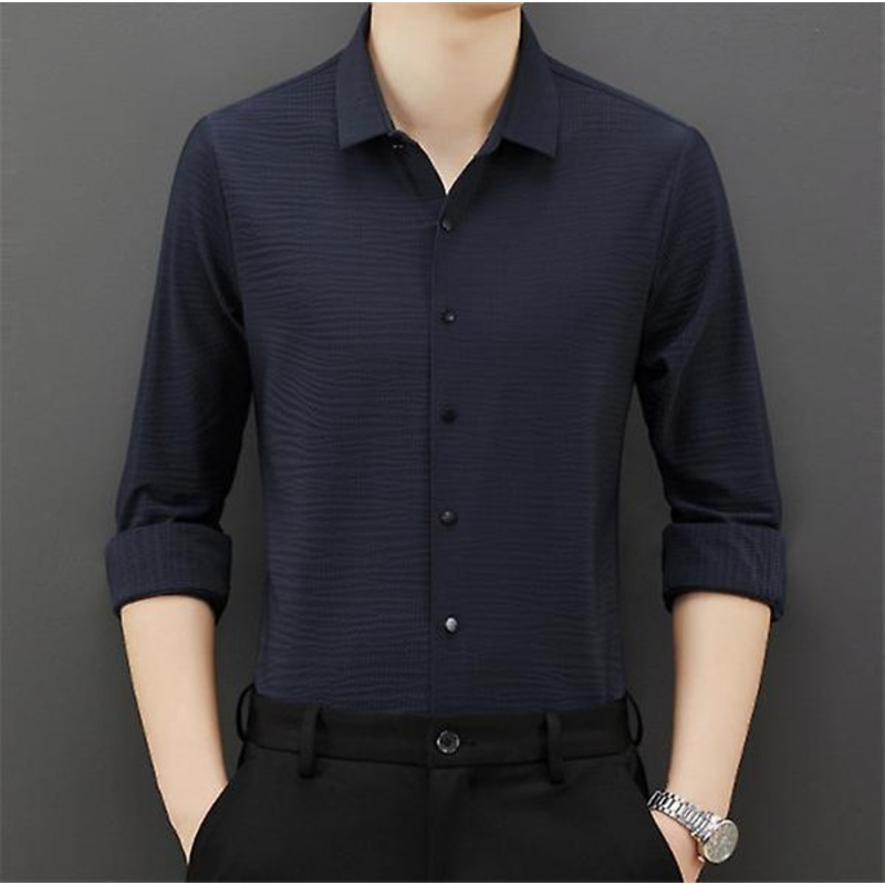 2022 Fall Men’s Stretch Shirts Business Casual Non-iron Shirts Fabric Shoulder Pads Formal Long Sleeve Shirts