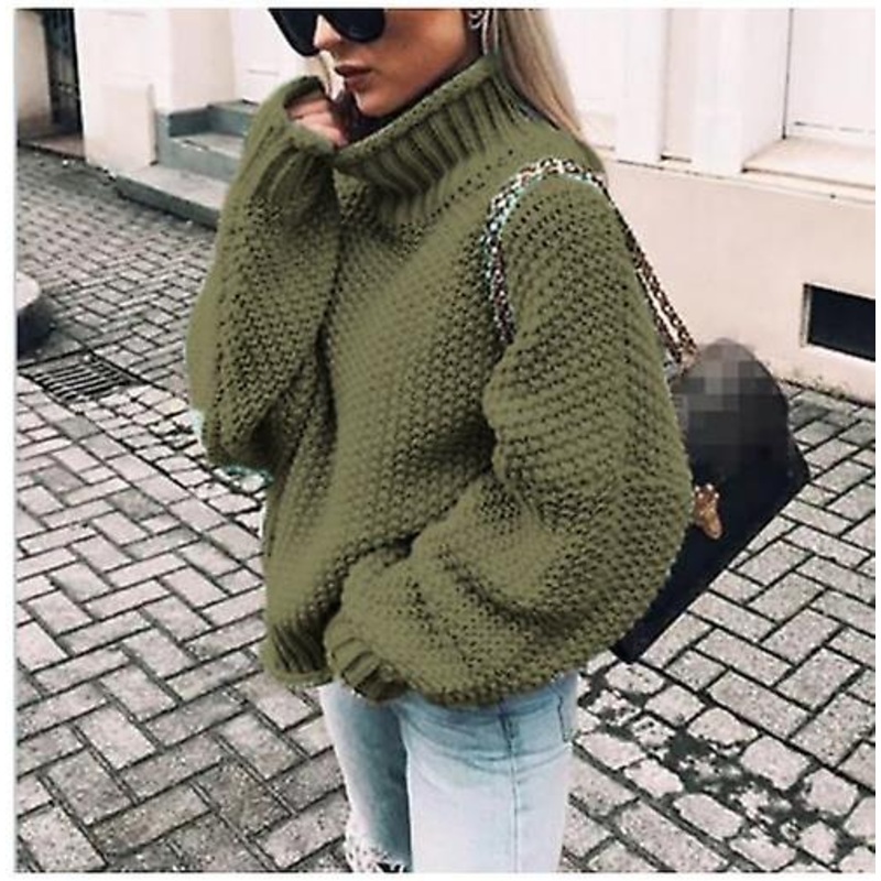 2023 Autumn And Winter Knitted Sweater Women’s High Quality Turtleneck Sweater Women’s Hot Sale Loose Bat Sleeve Knitted Long Sleeve