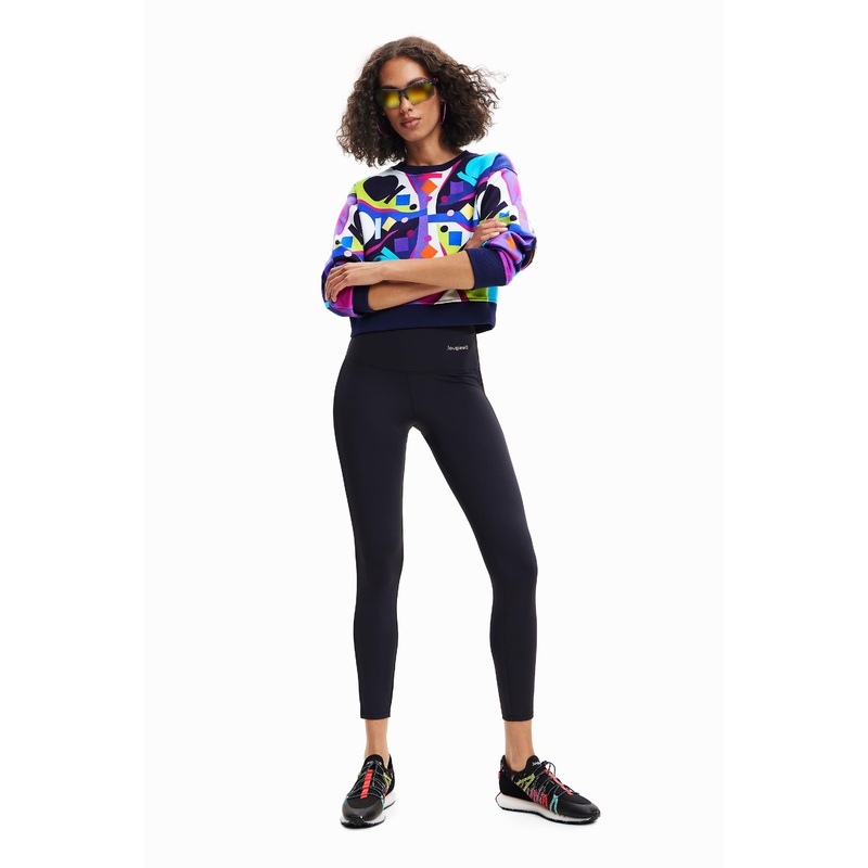 Desigual Tulip Floral Side Black Sports Leggings 23SWKK03