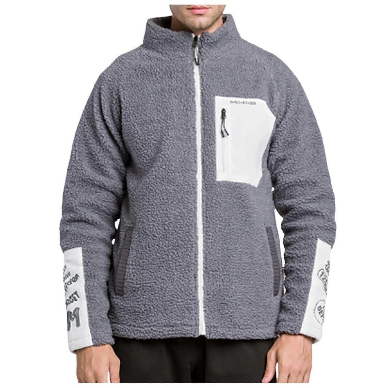 Winter Jacket Men’s Patchwork StandUp Collar Teddy Jacket Stssy Sherpa Fleece