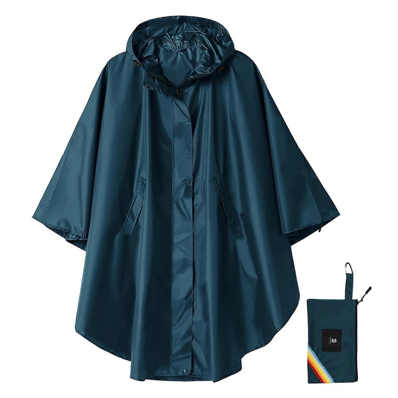 Hooded Rain Poncho for Adult Women, Waterproof Lightweight Outdoor Jacket, Packable Design, Adjustable Fit