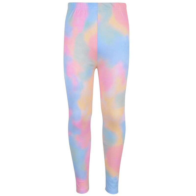 Girls Tie Dye Print Rainbow Soft Stretchy Fashion Leggings