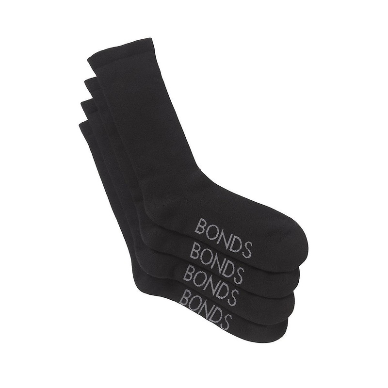 2 Pack Bonds Very Comfy Circulation Crew Mid Calf Cotton Mens Socks Black Szfp2n