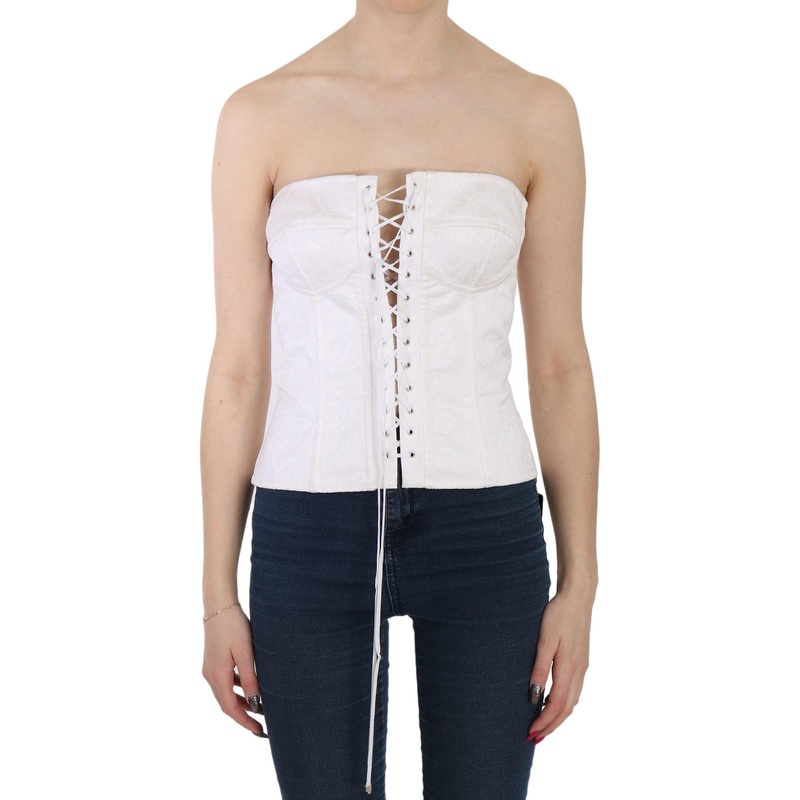 White Palermo Cotton Bustier Top Corset