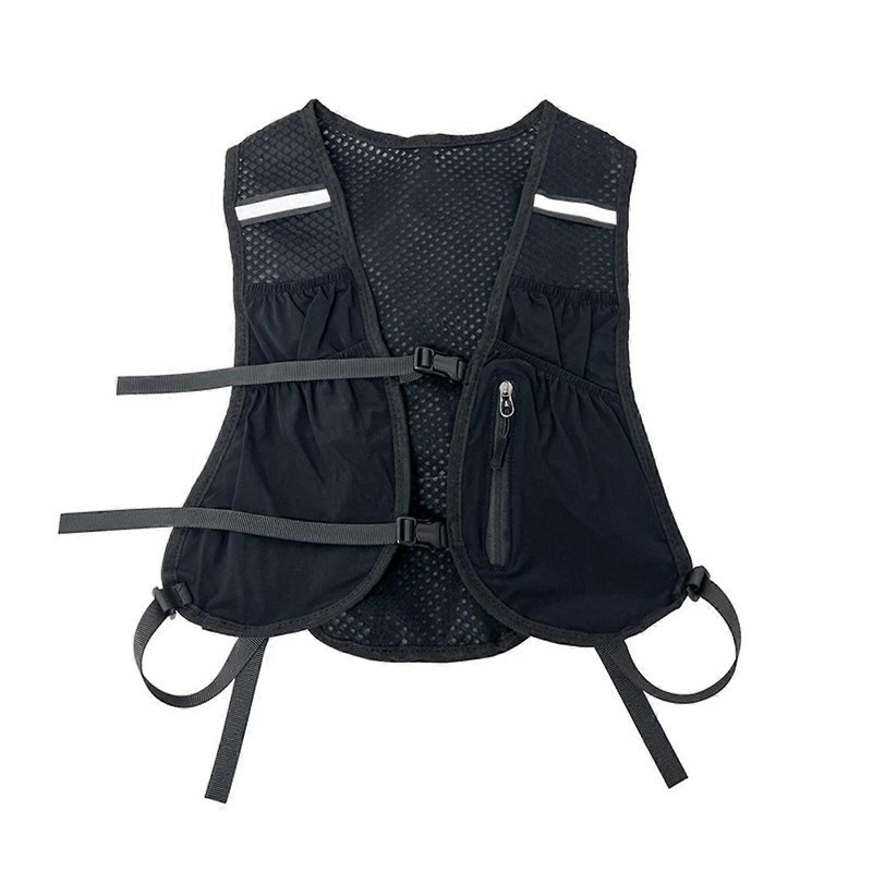 Running vest with phone holder, unisex, reflective, lightweight, black.