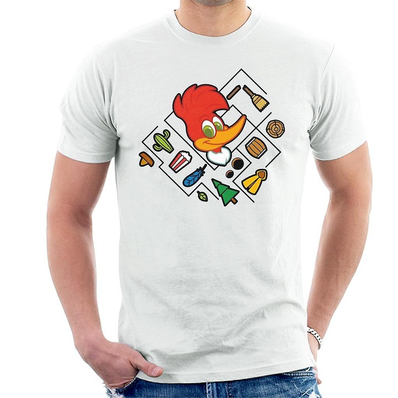 Woody Woodpecker Character Head With Icons Men’s T-Shirt