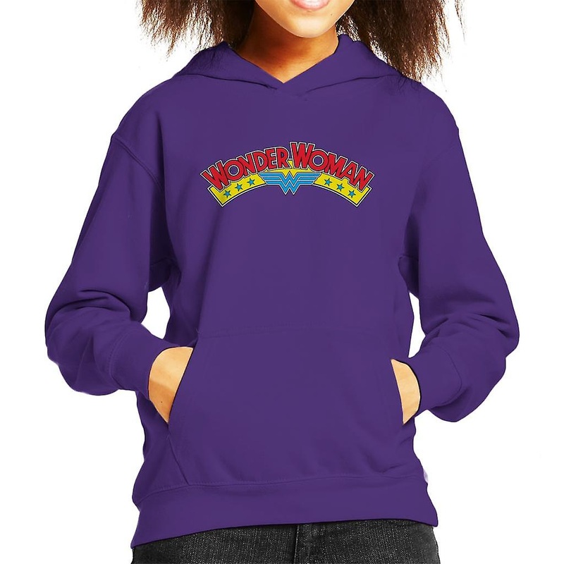 Wonder Woman Blue Stars Logo Kid’s Hooded Sweatshirt