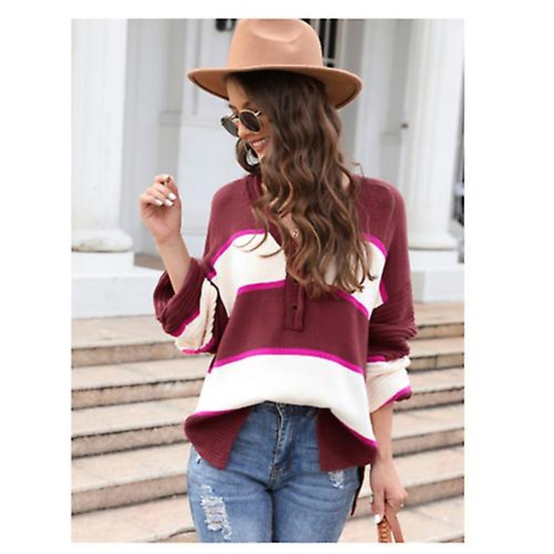 2022 Autumn And Winter New Arrival Long-sleeved Women’s Plus Size Loose Sweater Fashion V-neck Knitted Sweater Teenage Girl Sweater Button Design