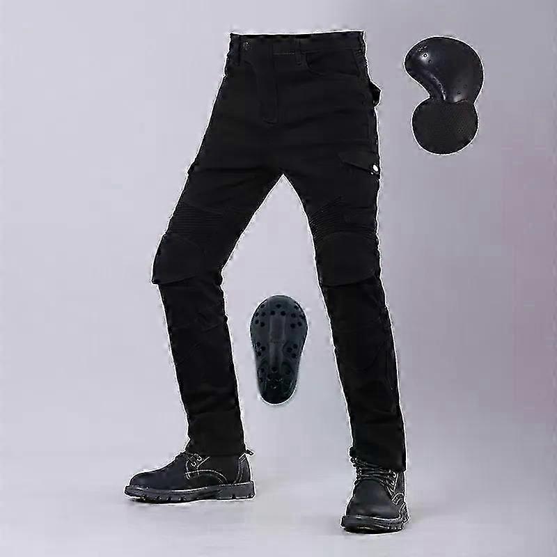 Classic Mens Motorcycle Jeans Outdoor Riding Pants With Protective Gear Moto Jeans Knee Pads Removable Motorbike Trousers