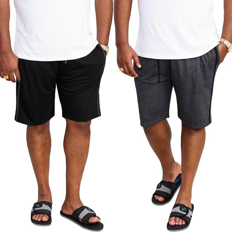 Duke D555 Mens Ryan Big Tall Kingsize 2 Pack Jersey Shorts – Black/Charcoal