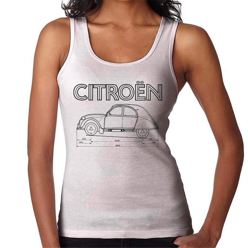 Citroen 2CV Dimensions Black Diagram Women’s Vest
