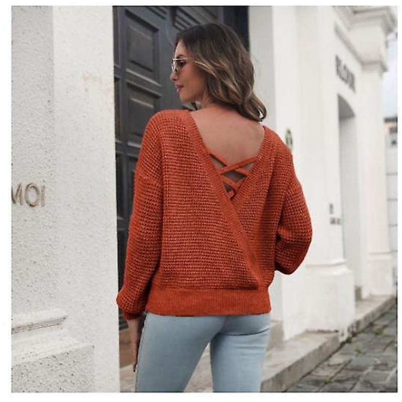 Women’s Long Sleeve Spring Summer Fashion Tie Wrap Sweater Women’s High Quality Loose Knitwear Women’s V-neck Tops
