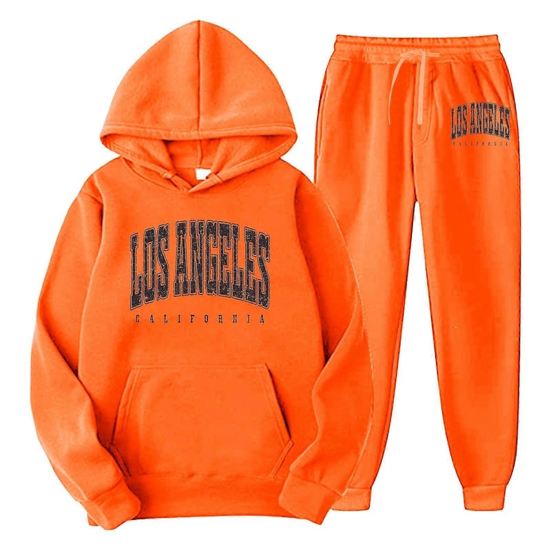 Jogging Suit Men’s Sweatshirt and Jogging Bottoms Unisex Warm Tracksuit 3XL Orange