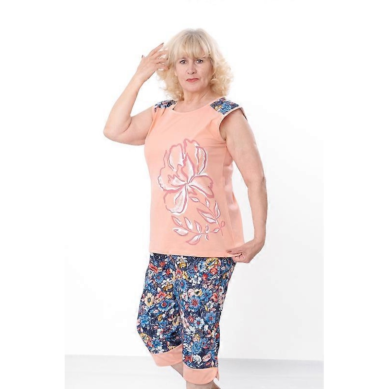 Womens Loungewear Set (Tank Top + Capri Pants)  Soft Knit & Relaxed Fit, Summer,  HC 8441-002-33