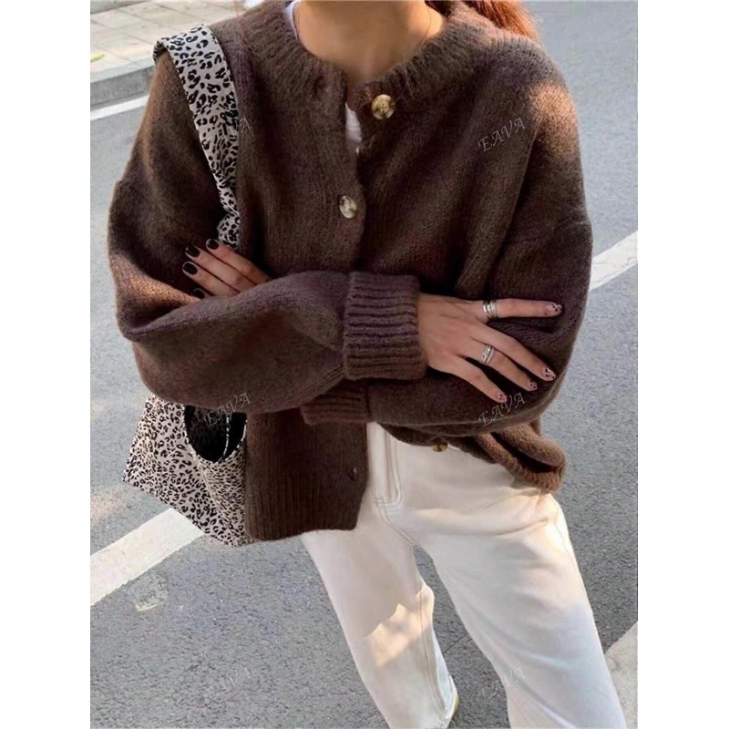 Women’s Sweater Coat Retro Slouchy Commuter Loose Knitted Cardigan Suitable For Autumn And Winter, Streetwear Women, Old Money Style Women