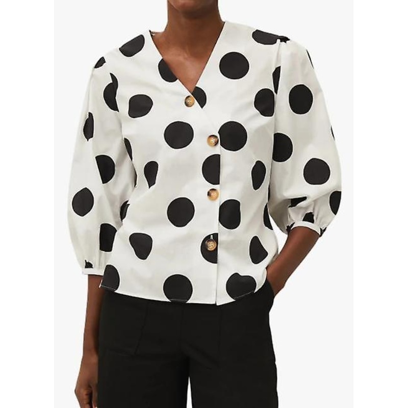 2022 Women’s New V-neck Cardigan Nine-point Sleeve Polka Dot Print Loose Shirt