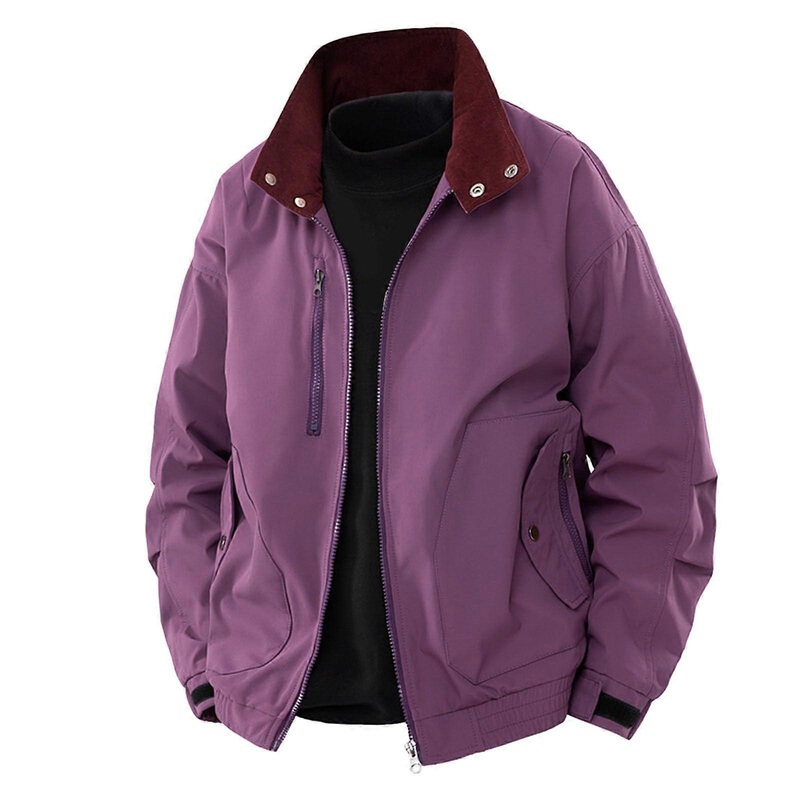 Bomber Jacket Men’s Oversized Sweat Jacket without Hood XXL O purple