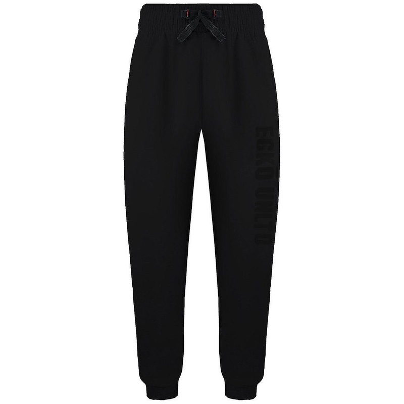 Ecko Unltd. Stretch Waist Black Logo Mens Taycan Track Pants EFM04736 BLACK