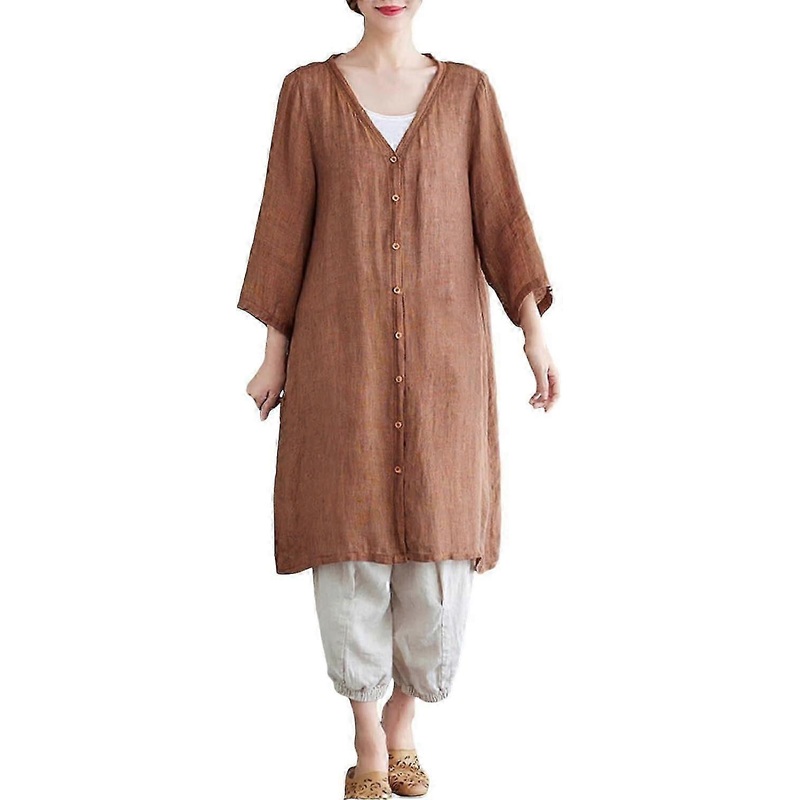 Women’s 2024 Cotton And Linen Spring Fashion Cardigan Lightweight Kimonos Open Front Casual Loose Cardigan With