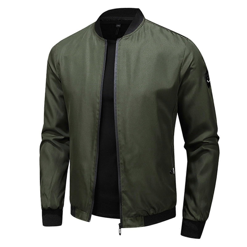 Bomber Jacket Men’s Zip with Pockets Lightweight StandUp Collar AG XL