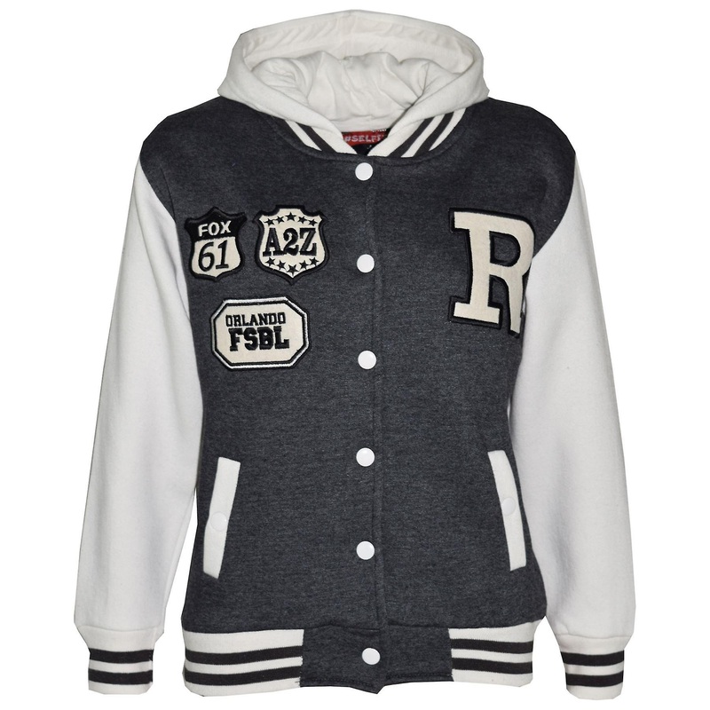 Unisex Baseball Charcoal Contrast Color Jackets