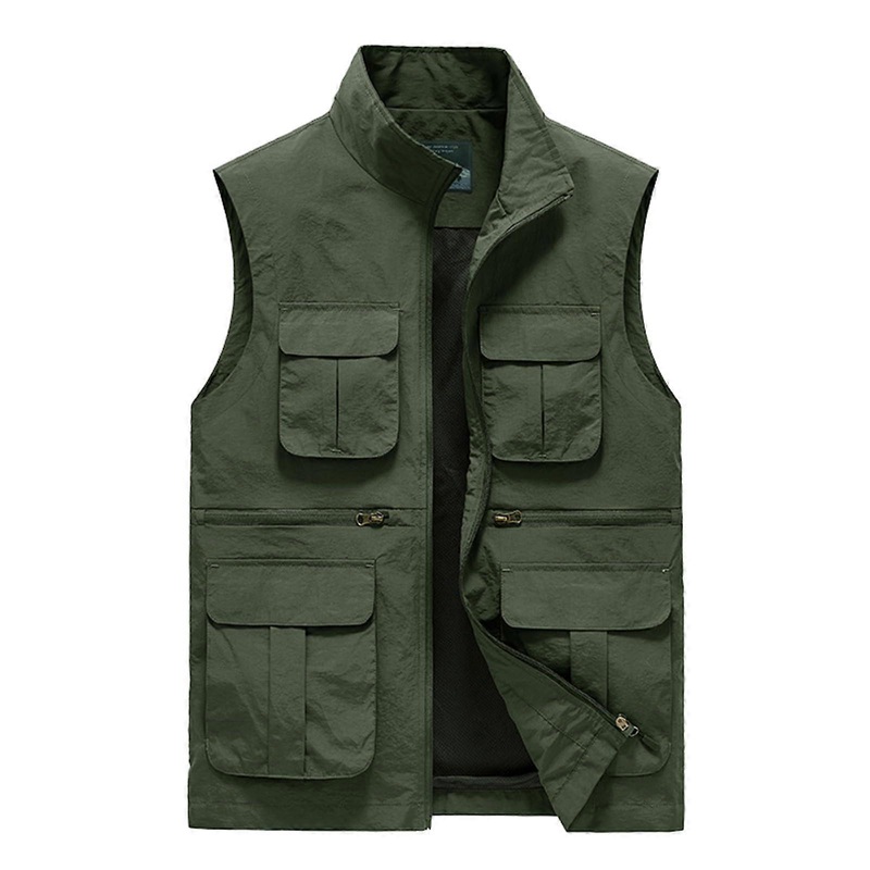 Men’s Outdoor Hiking Vest Lightweight Softshell Breathable Sleeveless Jacket Green XL