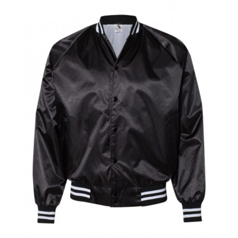 Augusta Sportswear 3610 Satin Baseball Jacket Striped Trim | Augusta Sportswear 3610