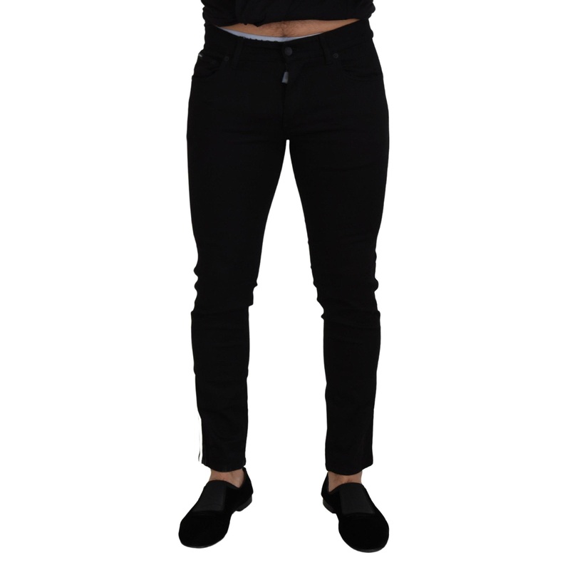 Dolce & Gabbana Black Cotton Dg Crown Men Denim Jeans