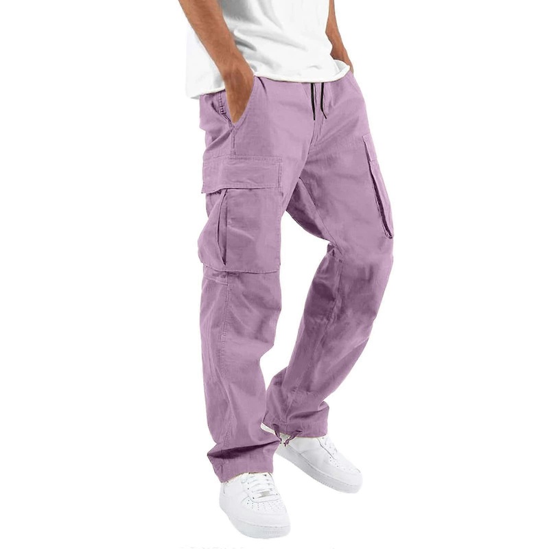 Chino Trousers Men’s Cargo Trousers with Elasticated Waistband Baggy Trousers