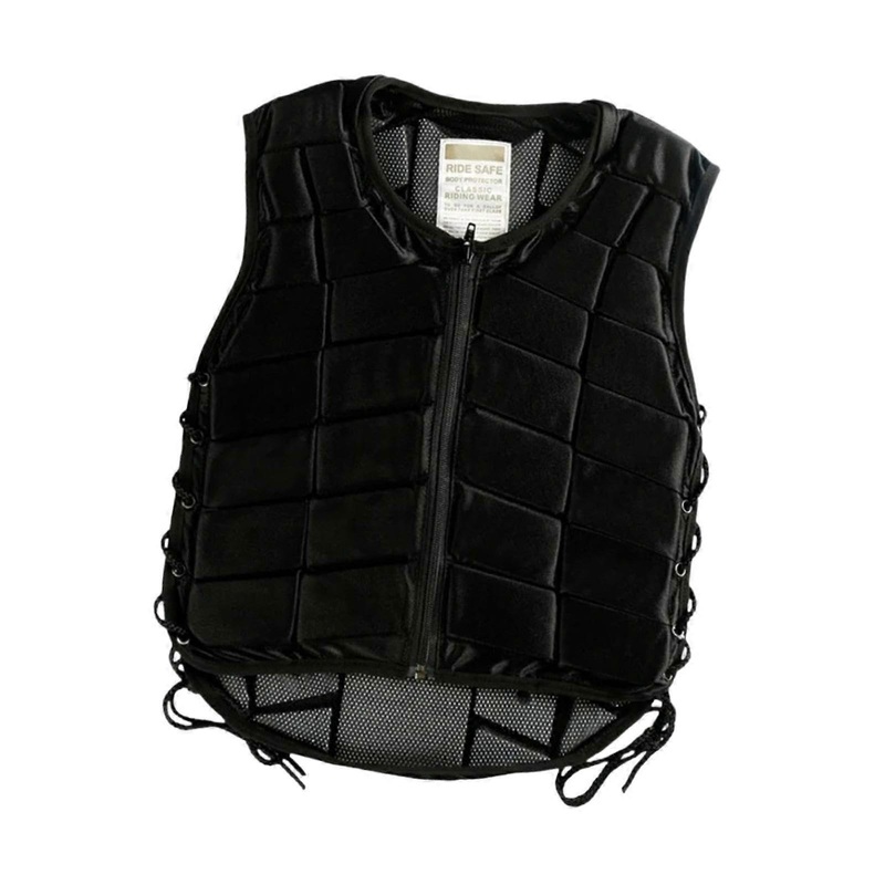 Riding vest, shock absorption protection, adjustable strap, vest, protective vest for children (black) XS